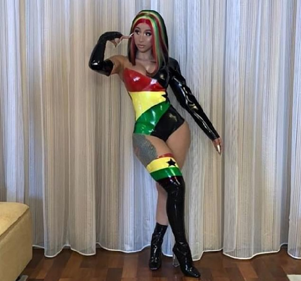 Cardi B Wears Clinging Bodysuit Honouring Ghana’s Flag