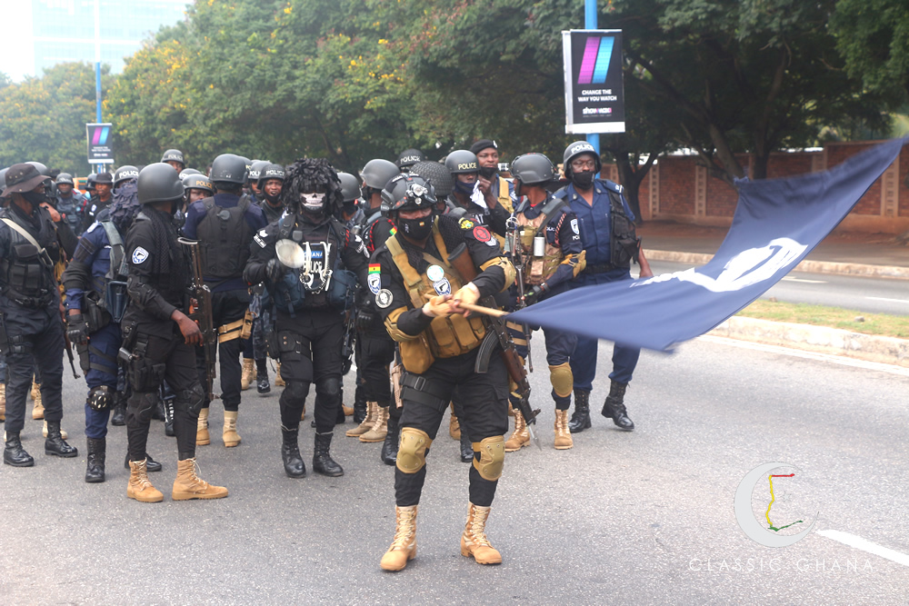 Photos: Ghana Police On A Route March to Assure The Public Of Security For The Upcoming Election