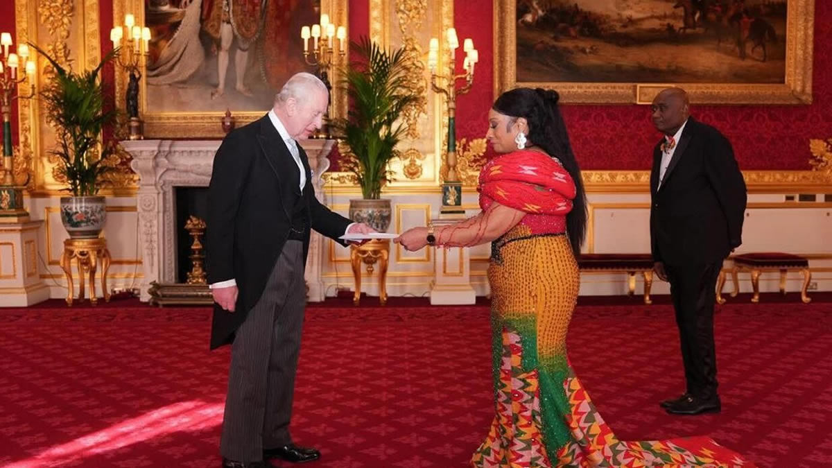 Ghana High Commissioner to UK Zita Benson presents Letters of Credence to King Charles