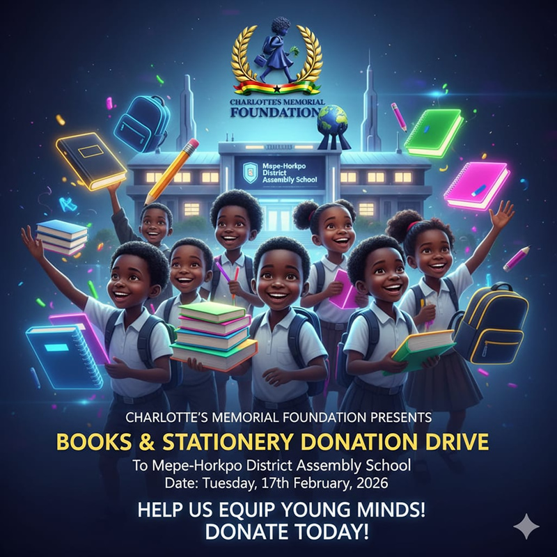 Charlotte’s Memorial Foundation to Donate Books to Mepe-Horkpo School