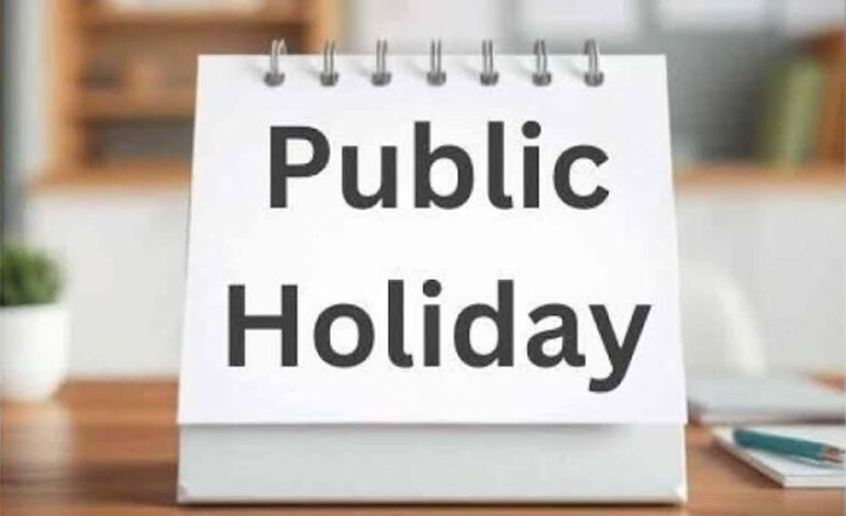 Friday, July 3 declared public holiday
