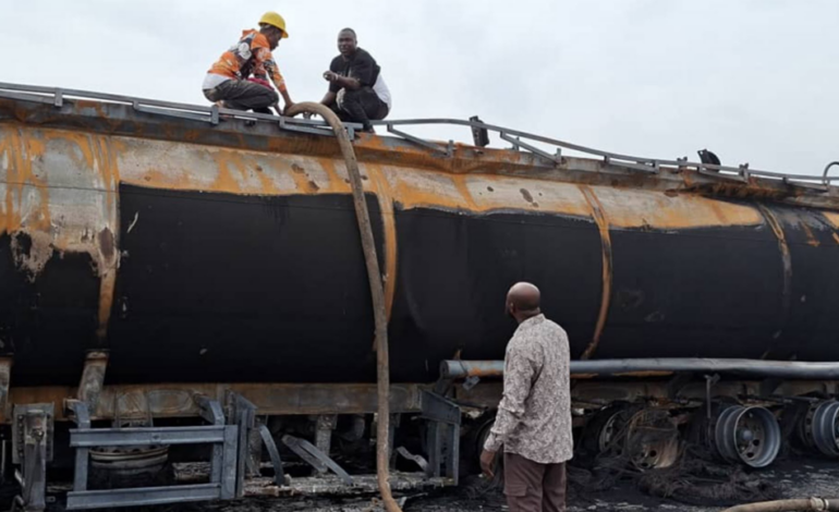 Fuel tanker, tipper truck crash sparks fatal fire on Accra–Tema motorway