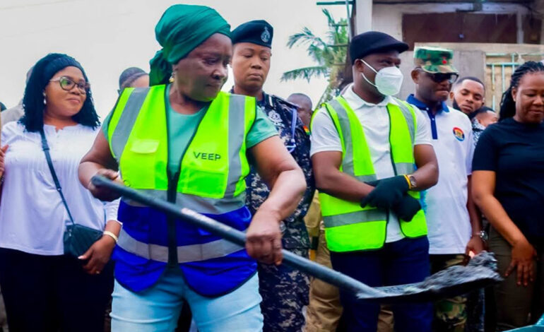 Veep Opoku-Agyemang commends Ghanaians for participating in national cleanup exercise 